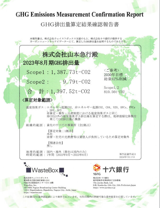 GHG排出量算定結果確認報告書